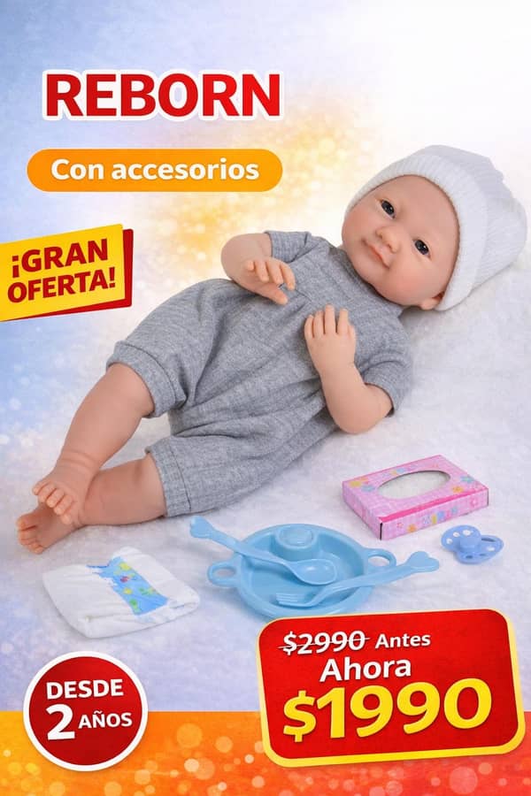 Bebote reborn de goma realista 40cm con ropa/ accesorios